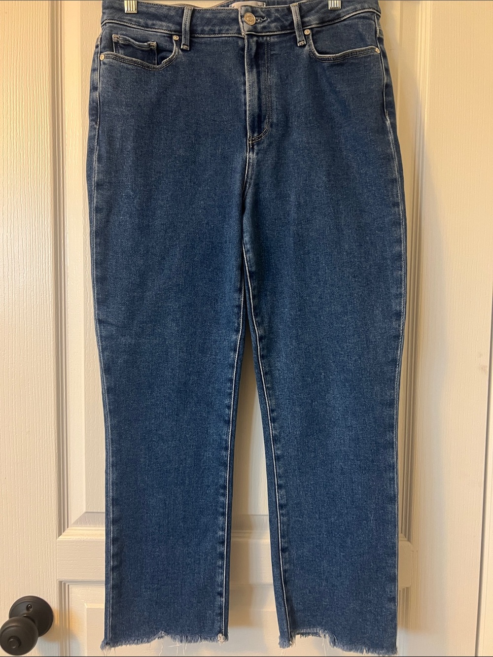 PAIGE CINDY Crop Straight-Leg Jeans in Dark Blue Denim size 30